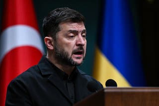 Volodymyr Zelensky nazoči zajedničkoj tiskovnoj konferenciji s turskim predsjednikom nakon njihova sastanka u predsjedničkom kompleksu u Ankari